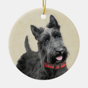 Scottish Terrier Painting - Cute Original Dog Art Ceramic Ornament
