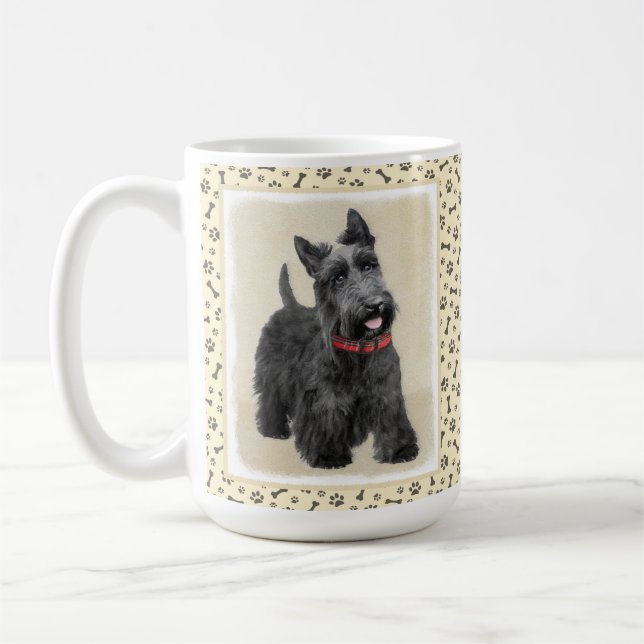 Scottish Terrier Painting - Cute Original Dog Art Coffee Mug (Left)