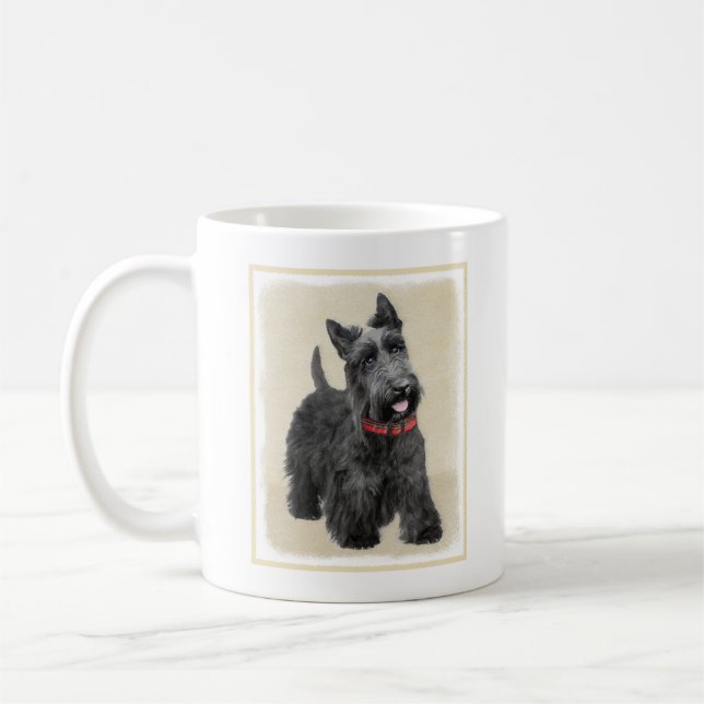 Scottish Terrier Painting - Cute Original Dog Art Coffee Mug (Left)