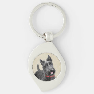 Scottish Terrier Painting - Cute Original Dog Art Keychain