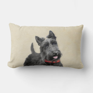 Scottish Terrier Painting - Cute Original Dog Art Lumbar Pillow