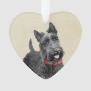 Scottish Terrier Painting - Cute Original Dog Art Ornament