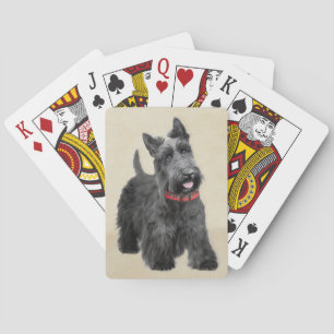 Scottish Terrier Painting - Cute Original Dog Art Playing Cards