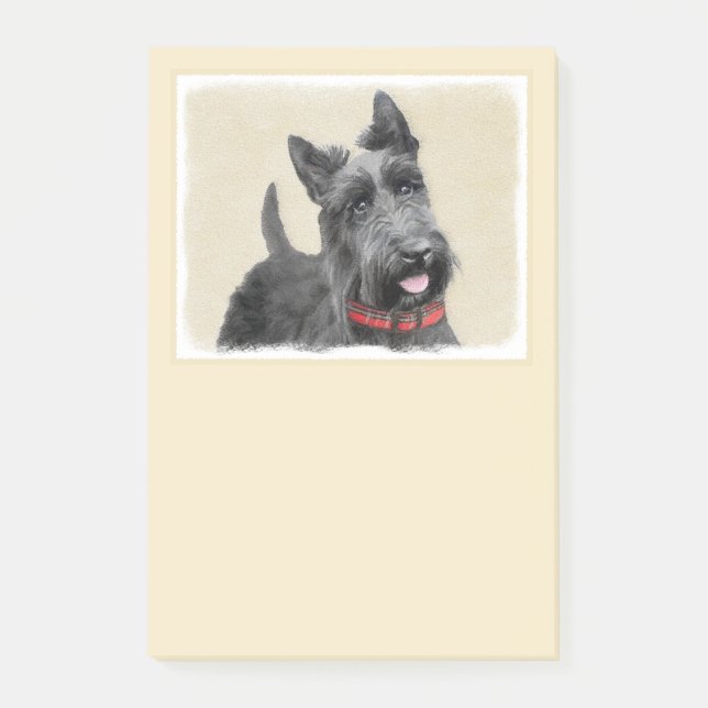 Scottish Terrier Painting - Cute Original Dog Art Post-it Notes (Front)