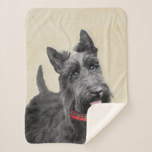 Scottish Terrier Painting - Cute Original Dog Art Sherpa Blanket
