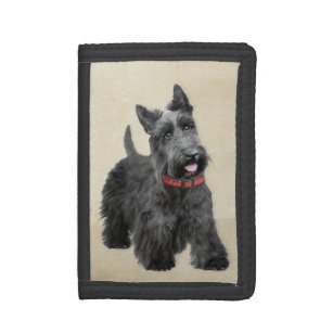 Scottish Terrier Painting - Cute Original Dog Art Trifold Wallet