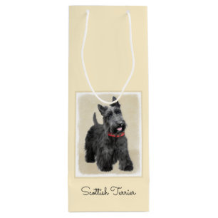 Scottish Terrier Painting - Cute Original Dog Art Wine Gift Bag