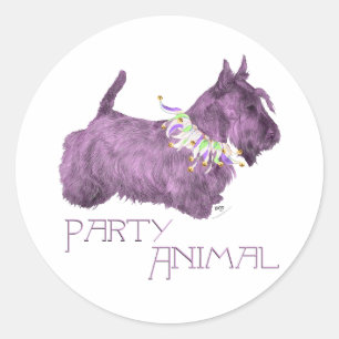 Scottish Terrier Party Animal Classic Round Sticker