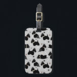 Scottish Terrier Paws and Bones Luggage Tag<br><div class="desc">Cute black Scottie dogs with pawprints and dog bones pattern.</div>