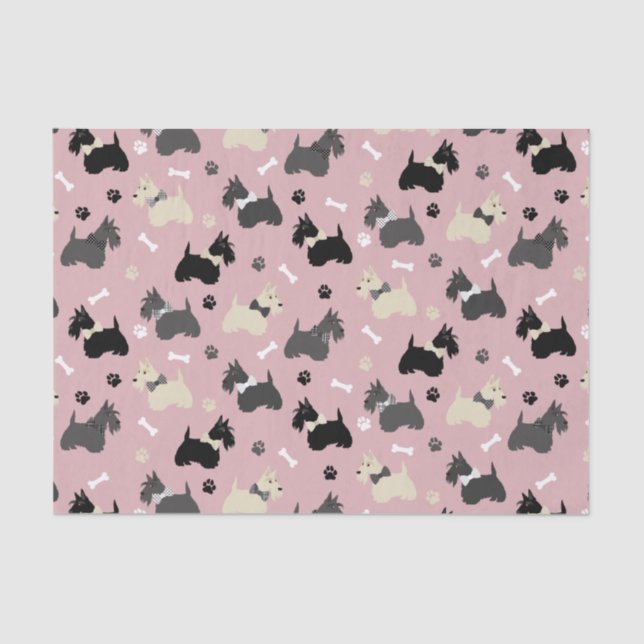 Scottish Terrier Paws and Bones Pink Tissue Paper (Front)