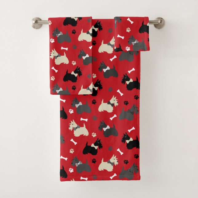 Scottish Terrier Paws and Bones Red (En situation)