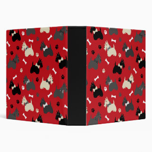Scottish Terrier Paws and Bones Red Binder