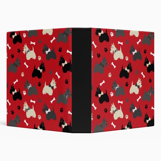 Scottish Terrier Paws and Bones Red Binder (Background)
