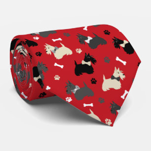 Scottish Terrier Paws and Bones Red Tie
