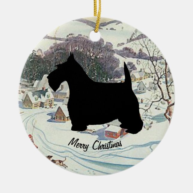 Scottish Terrier Personalize Ceramic Ornament (Front)