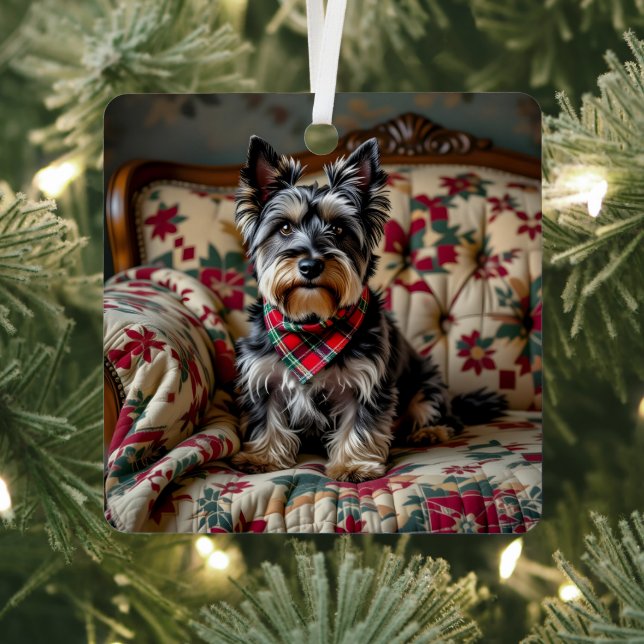 Scottish Terrier Personalized Christmas Metal Ornament (Insitu)