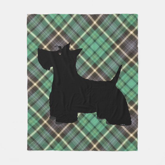 Scottish Terrier Plaid Fleece Blanket (Front)
