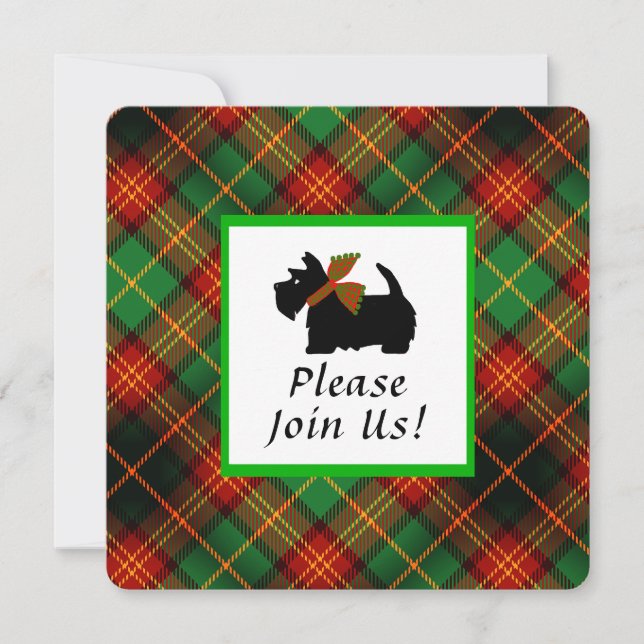 Scottish Terrier Plaid Holiday Invitation (Front)