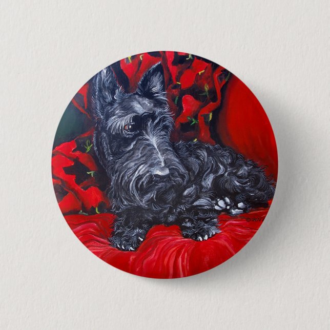 Scottish Terrier Portrait Haggis 2 Inch Round Button (Front)