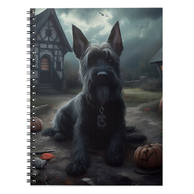 Scottish Terrier Pumpkins Halloween Scary Notebook (Front)