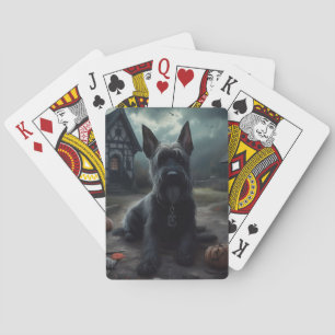 Scottish Terrier Pumpkins Halloween Scary Playing Cards