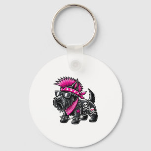 Scottish Terrier Punk Music Keychain