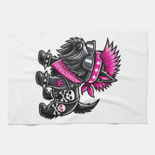 Scottish Terrier Punk Music Kitchen Towel