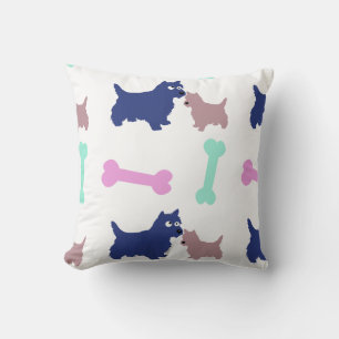 Scottish Terrier Puppy Bones Choose Color Coussin