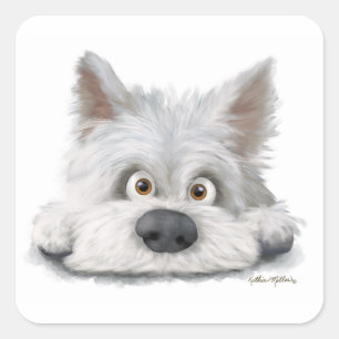Scottish Terrier Puppy Cartoon Square Sticker