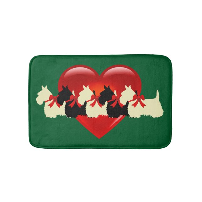 Scottish Terrier/red heart/Kelly/Irish green Bath Mat (Front)