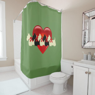 Scottish Terrier/red heart/Sage/Zazzle green plaid