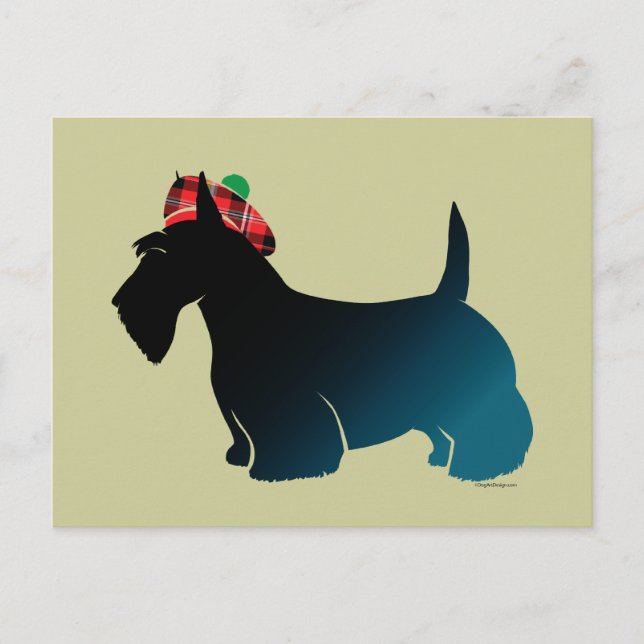Scottish Terrier Red Plaid Hat Postcard (Front)