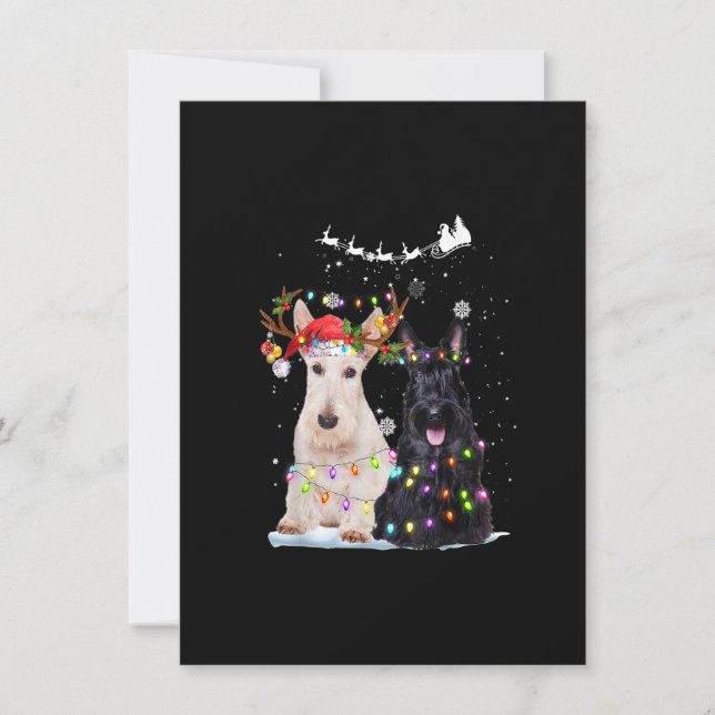 Scottish Terrier Reindeer Santa Hat Xmas Lights Ch Invitation (Front)