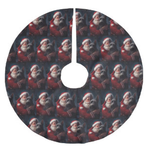 Scottish Terrier Santa Claus Festive Christmas Brushed Polyester Tree Skirt