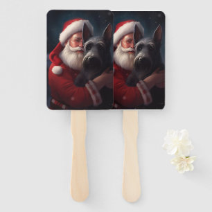 Scottish Terrier Santa Claus Festive Christmas Hand Fan
