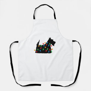Scottish Terrier Scottie Dog Christmas Lights Gift Apron