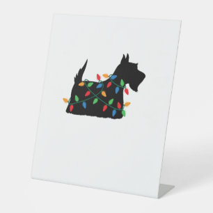 Scottish Terrier Scottie Dog Christmas Lights Gift Pedestal Sign