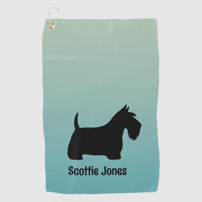 Scottish Terrier Scottie Dog Custom Name Golf Towel (Front)