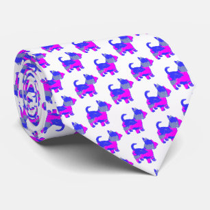 Scottish Terrier Scottie Dog PnkBl Silhouette Wht Tie
