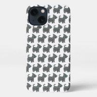 Scottish Terrier Scottie Dog Silhouette Grid White