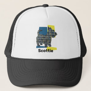 Scottish Terrier Scottie Dog Silhouette TriGrid Trucker Hat