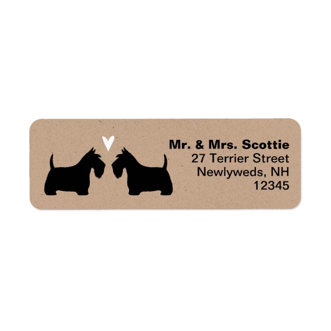 Scottish Terrier Scottie Dogs with Heart Address (Front)