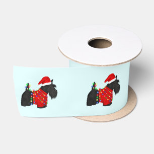 Scottish Terrier (Scotty Dog) Christmas Satin Ribbon