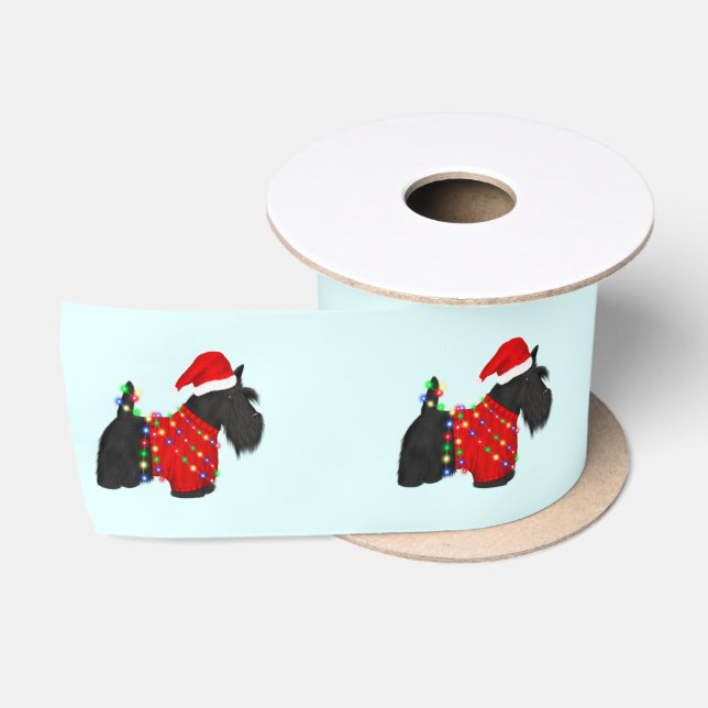 Scottish Terrier (Scotty Dog) Christmas Satin Ribbon (Spool)