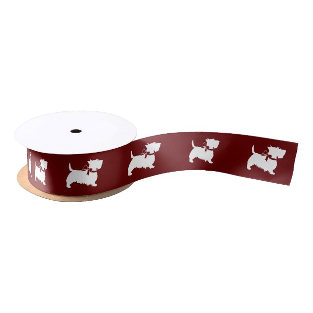 Scottish Terrier Scotty Dog Puppy Scottie Satin Ri Satin Ribbon (Spool)