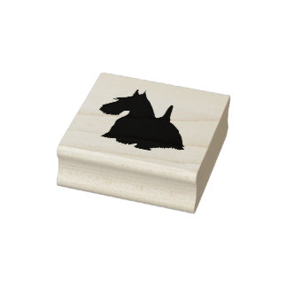 Scottish terrier silhouette/front-side view rubber stamp