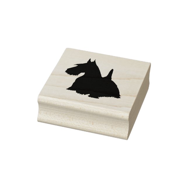 Scottish terrier silhouette/front-side view rubber stamp (Stamp)