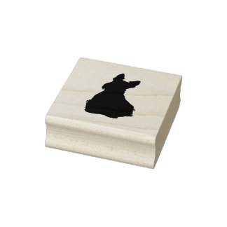 Scottish terrier silhouette/front-sitting view rubber stamp