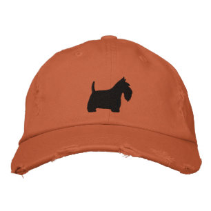 Scottish Terrier Silhouette with Text Embroidered Hat