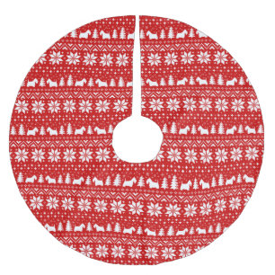 Scottish Terrier Silhouettes Christmas Pattern Brushed Polyester Tree Skirt